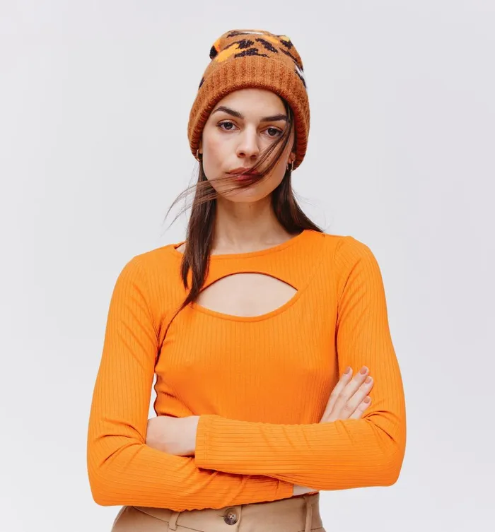 Women CutOut Top 8211 Saffron Promod Tops