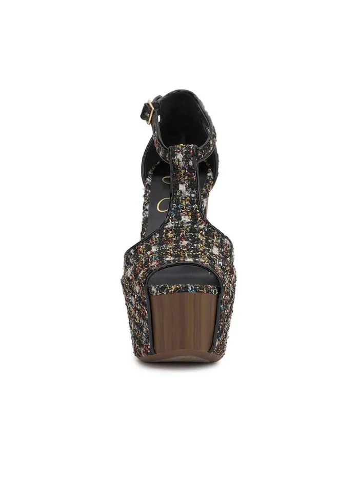 Women Dany Tstrap Platform Sandal In Tweed Sparkle Jessica Simpson Platforms