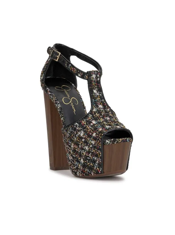 Women Dany Tstrap Platform Sandal In Tweed Sparkle Jessica Simpson Platforms