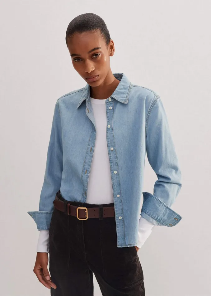 Women Denim Disruptor Shirt Blue MEEM