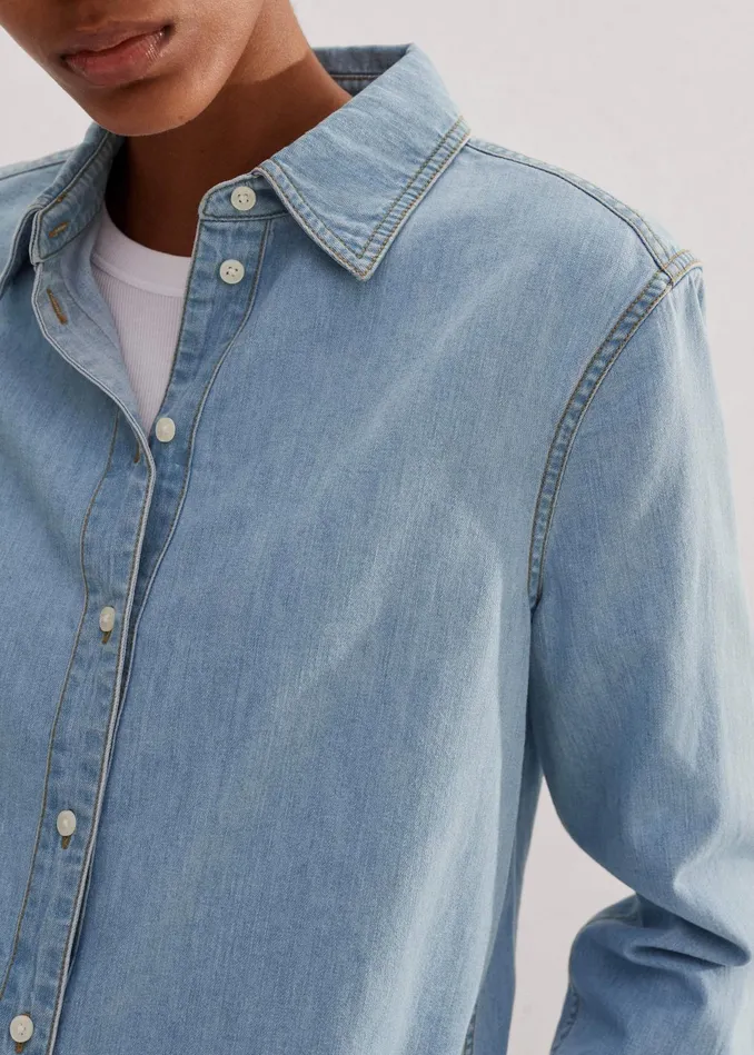 Women Denim Disruptor Shirt Blue MEEM