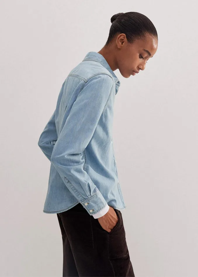Women Denim Disruptor Shirt Blue MEEM