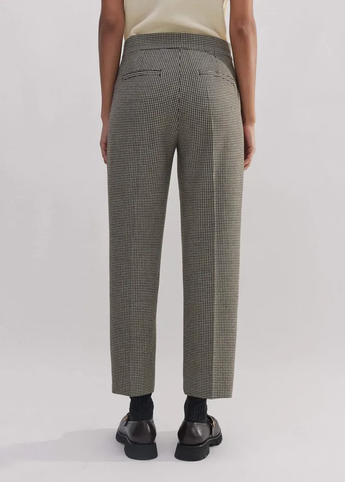 Women Dogtooth Side Stripe Slim Crop Pant Brownchocolate MEEM