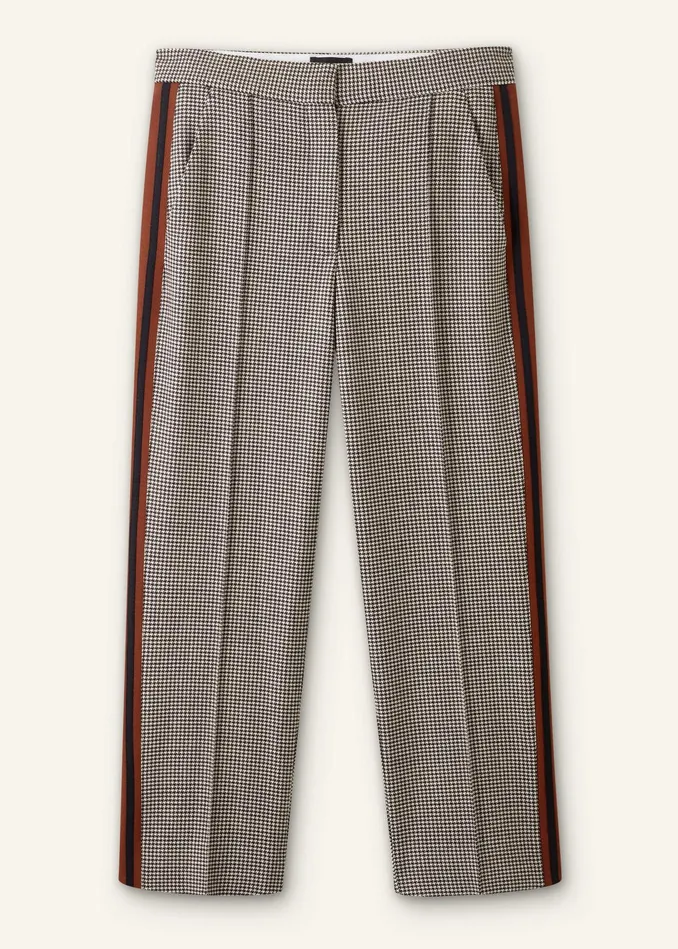 Women Dogtooth Side Stripe Slim Crop Pant Brownchocolate MEEM