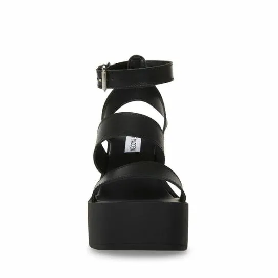 Women DORA BLACK LEATHER Black Leather Steve Madden Heels Women DORA BLACK LEATHER Black Leather Steve Madden Heels