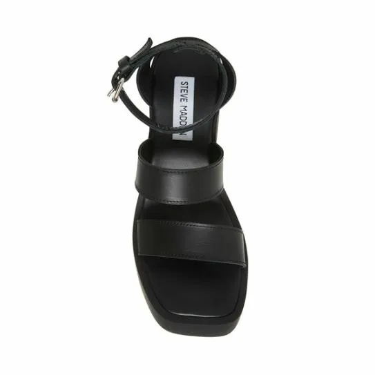Women DORA BLACK LEATHER Black Leather Steve Madden Heels Women DORA BLACK LEATHER Black Leather Steve Madden Heels
