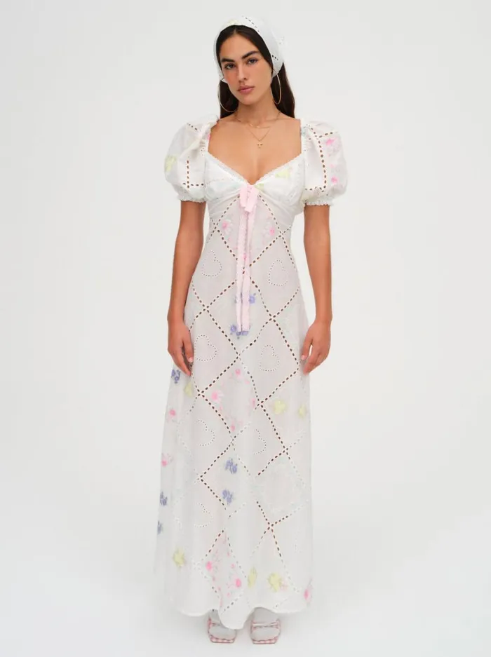 Women Dresses For Love and Lemons Andrea Embroidered Maxi Dress White