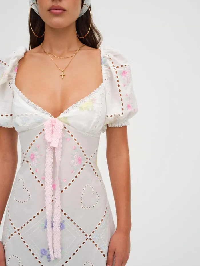 Women Dresses For Love and Lemons Andrea Embroidered Maxi Dress White Women Dresses For Love and Lemons Andrea Embroidered Maxi Dress White