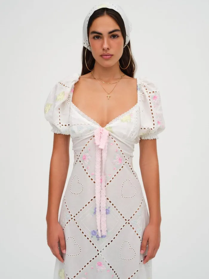 Women Dresses For Love and Lemons Andrea Embroidered Maxi Dress White Women Dresses For Love and Lemons Andrea Embroidered Maxi Dress White