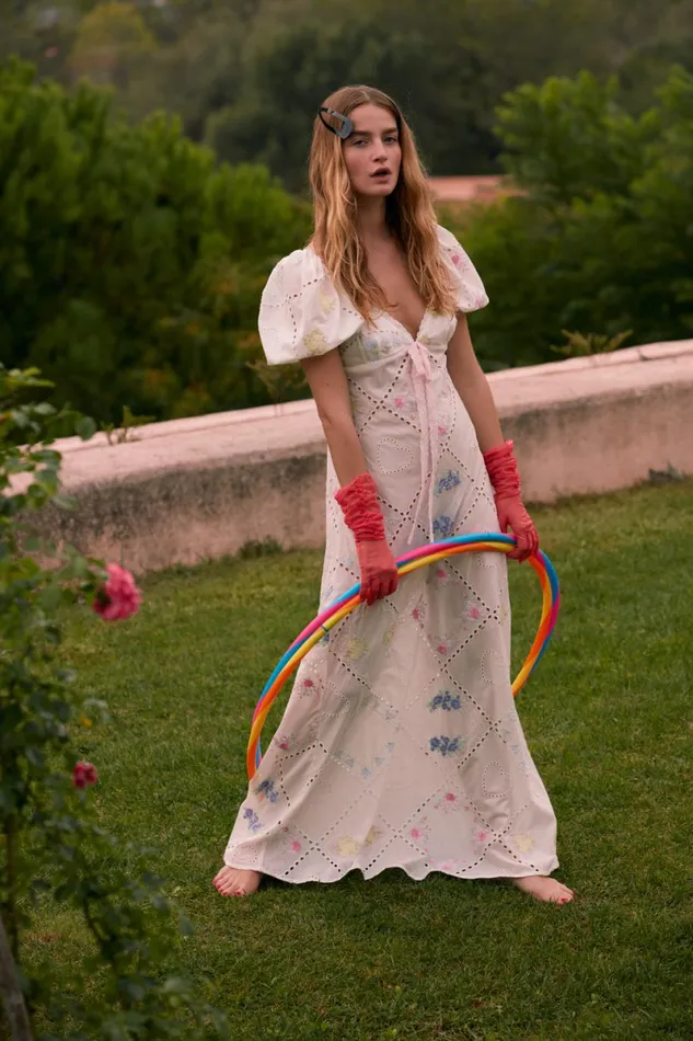 Women Dresses For Love and Lemons Andrea Embroidered Maxi Dress White Women Dresses For Love and Lemons Andrea Embroidered Maxi Dress White