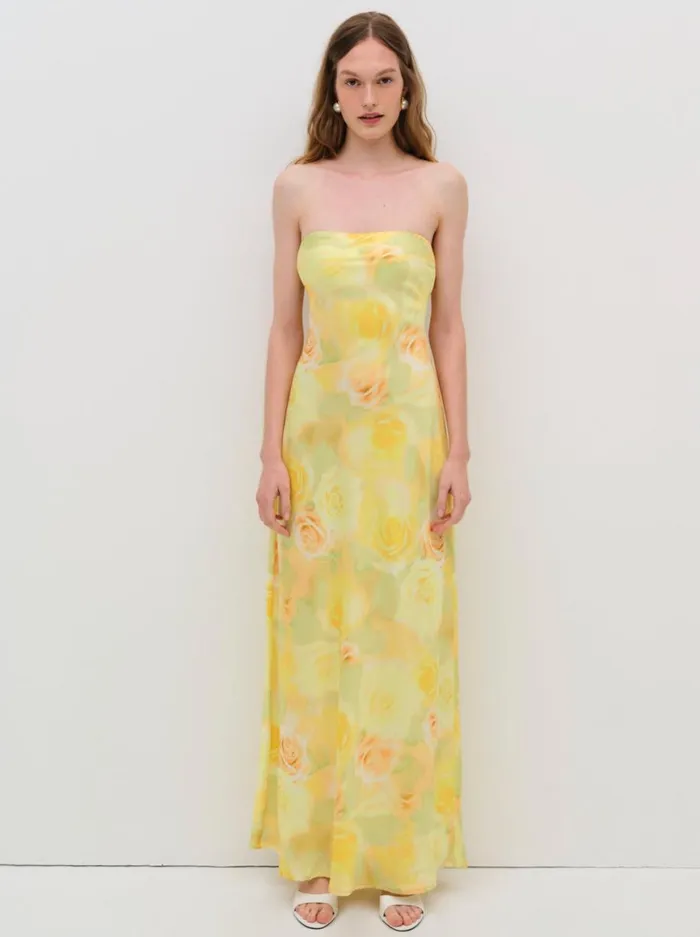 Women Dresses For Love and Lemons Carla Strapless Maxi Dress Yellow