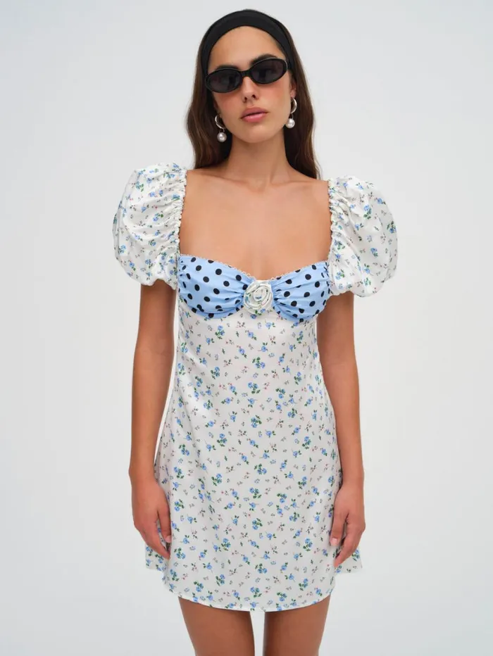 Women Dresses For Love and Lemons Colby Floral Mini Dress Ivory