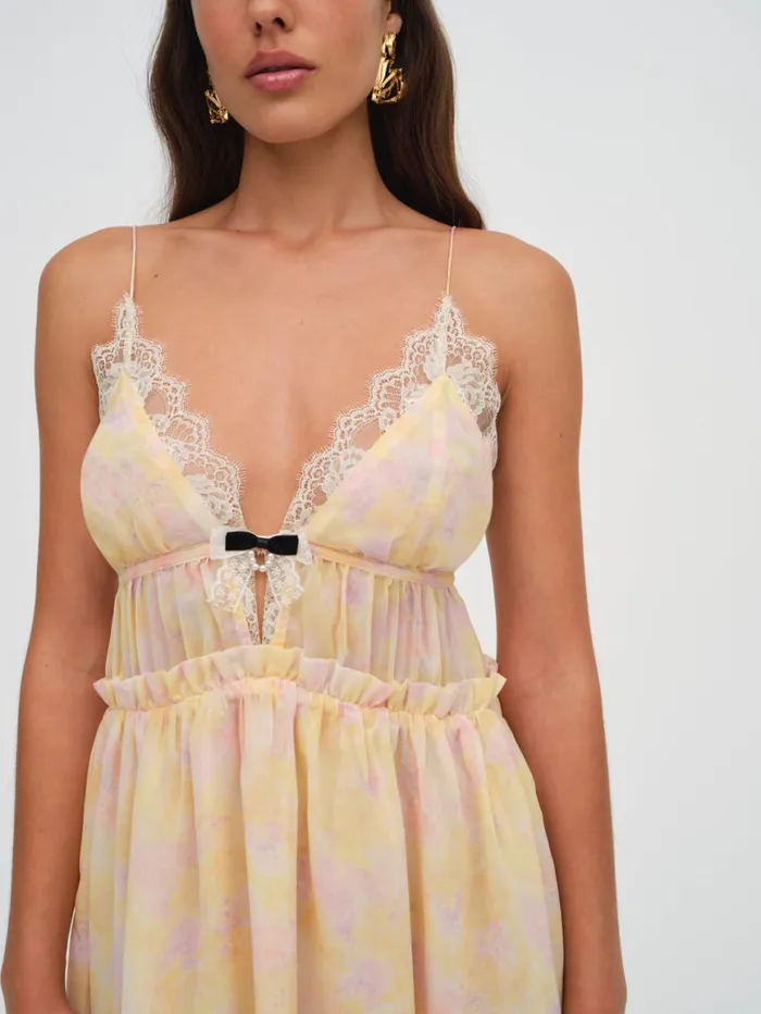 Women Dresses For Love and Lemons Elita Floral Mini Dress Yellow Women Dresses For Love and Lemons Elita Floral Mini Dress Yellow