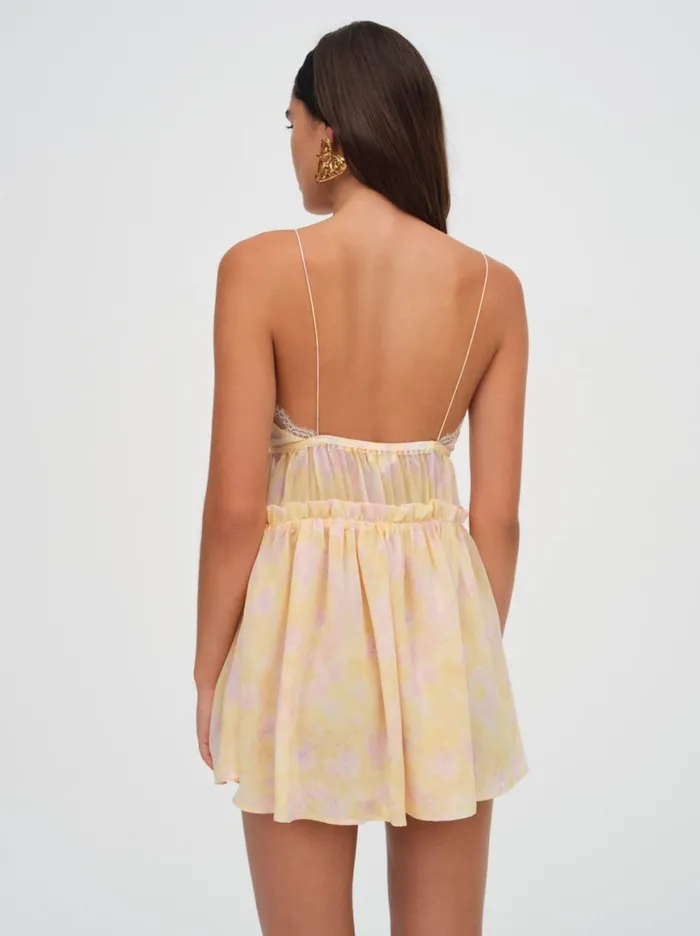 Women Dresses For Love and Lemons Elita Floral Mini Dress Yellow Women Dresses For Love and Lemons Elita Floral Mini Dress Yellow