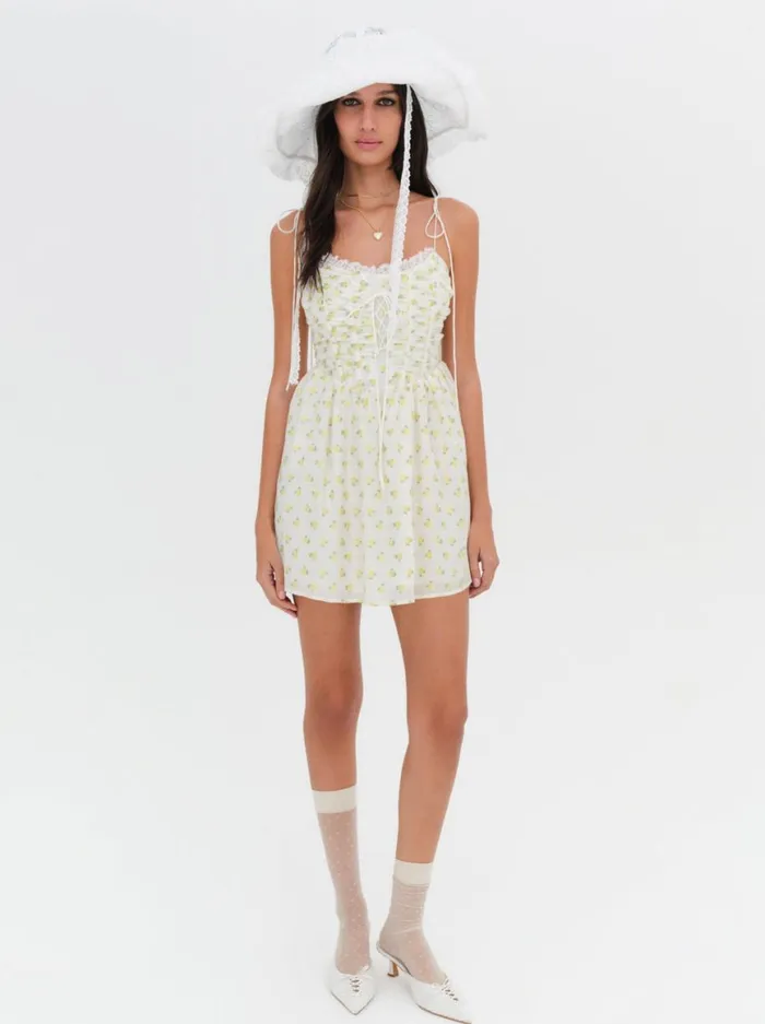 Women Dresses For Love and Lemons Kiela Mini Dress Yellow Women Dresses For Love and Lemons Kiela Mini Dress Yellow