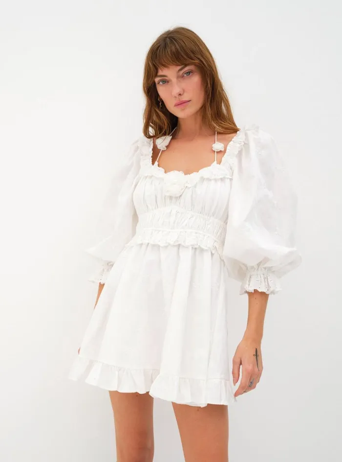 Women Dresses For Love and Lemons Tiana Mini Dress White