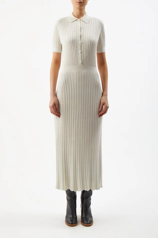 Women Dresses Gabriela Hearst Amor Knit Dress In Ivory Cashmere Silk