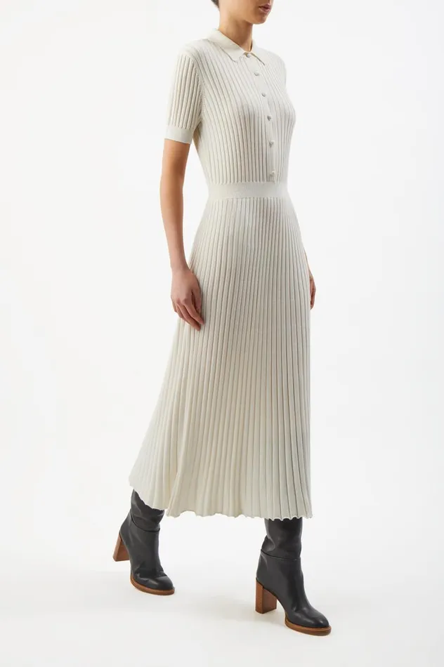 Women Dresses Gabriela Hearst Amor Knit Dress In Ivory Cashmere Silk