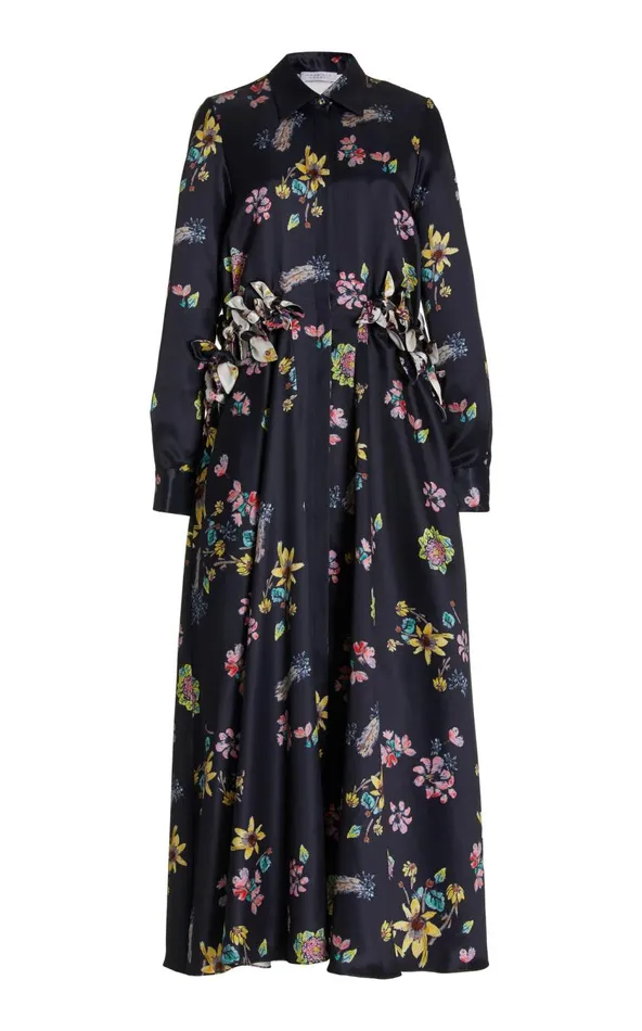 Women Dresses Gabriela Hearst Clive Shirtdress In Dark Navy Multi Printed Silk