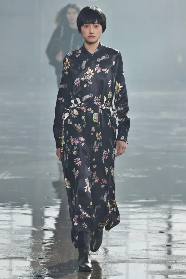 Women Dresses Gabriela Hearst Clive Shirtdress In Dark Navy Multi Printed Silk
