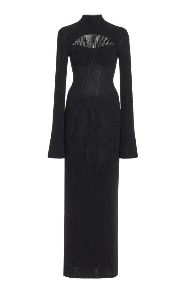 Women Dresses Gabriela Hearst Danica Knit Dress In Black Merino Wool Cashmere
