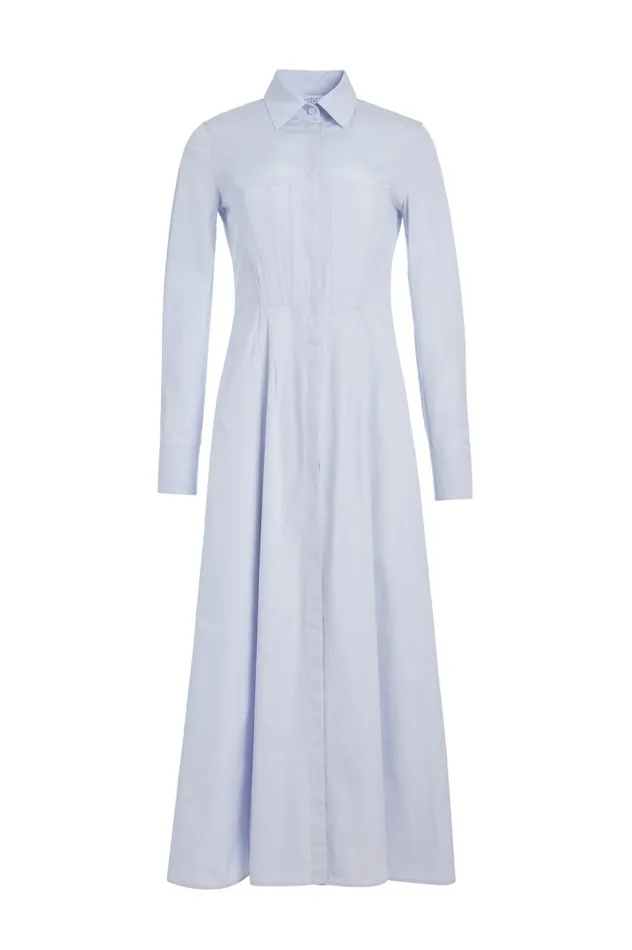 Women Dresses Gabriela Hearst Eugene Shirtdress In Light Blue Sea Island Cotton Poplin