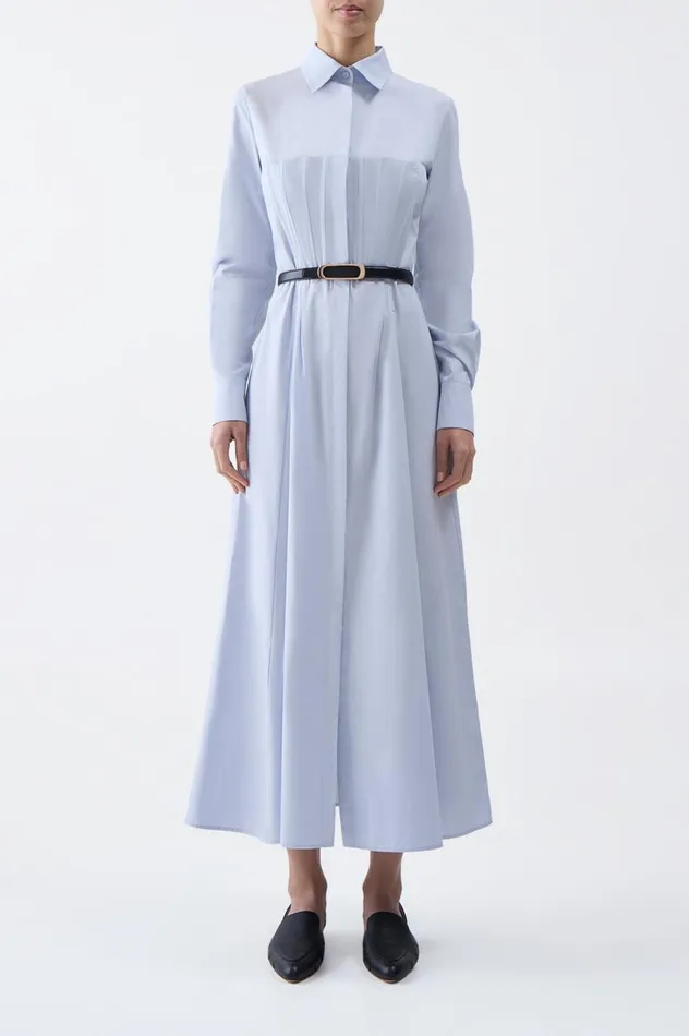 Women Dresses Gabriela Hearst Eugene Shirtdress In Light Blue Sea Island Cotton Poplin