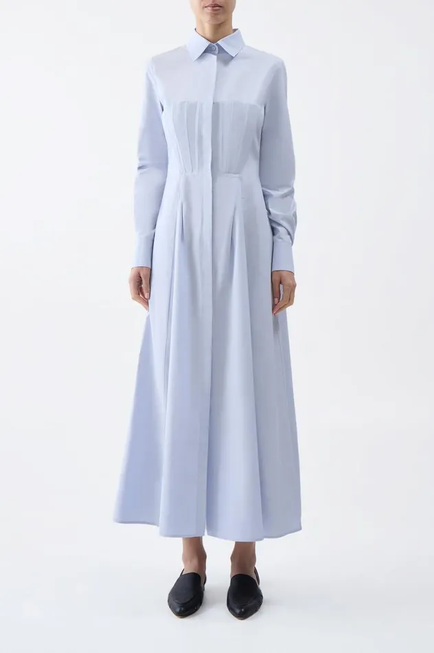 Women Dresses Gabriela Hearst Eugene Shirtdress In Light Blue Sea Island Cotton Poplin