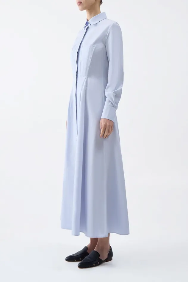Women Dresses Gabriela Hearst Eugene Shirtdress In Light Blue Sea Island Cotton Poplin