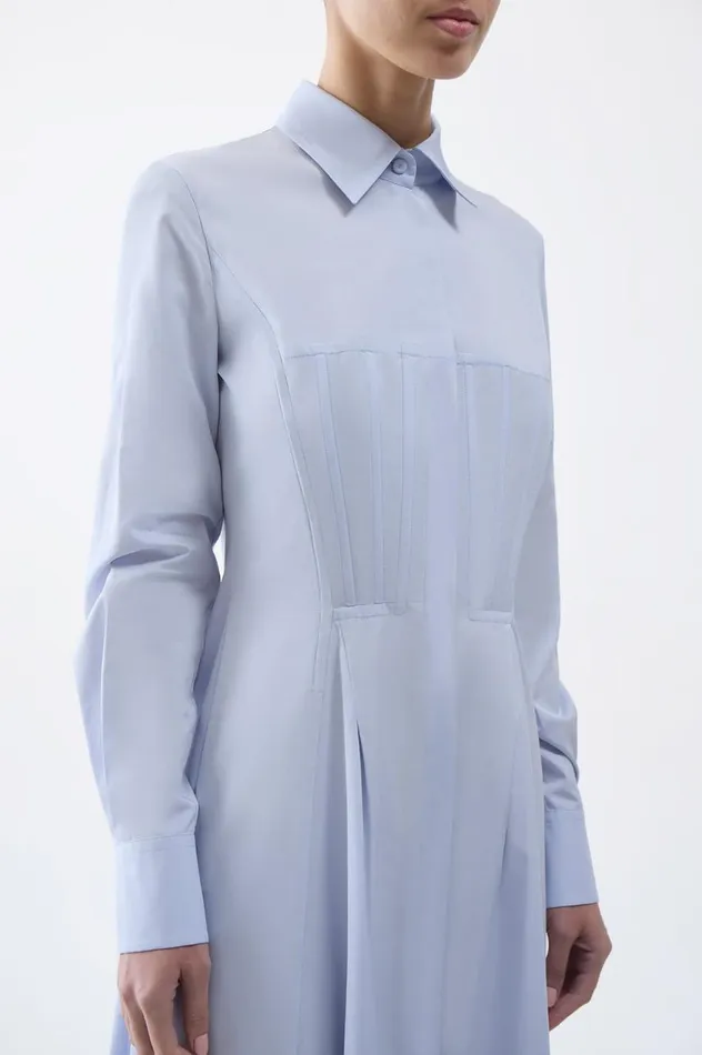 Women Dresses Gabriela Hearst Eugene Shirtdress In Light Blue Sea Island Cotton Poplin