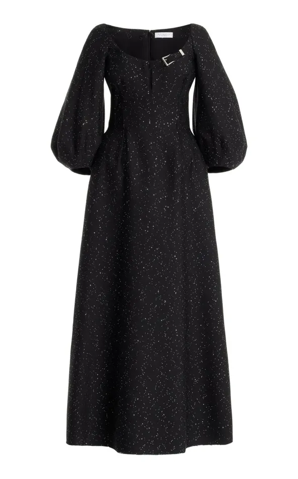Women Dresses Gabriela Hearst Madyn Sequin Dress In Black Virgin Wool