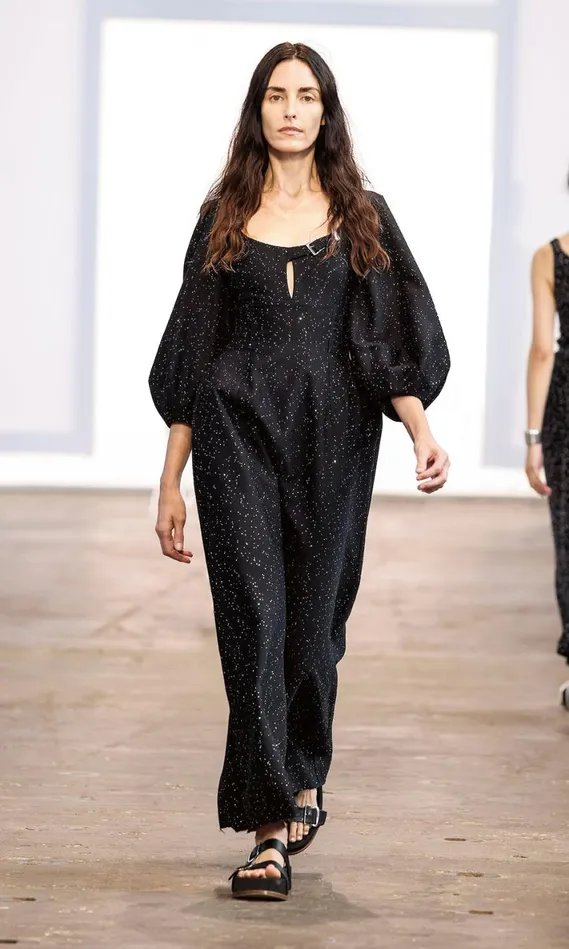 Women Dresses Gabriela Hearst Madyn Sequin Dress In Black Virgin Wool