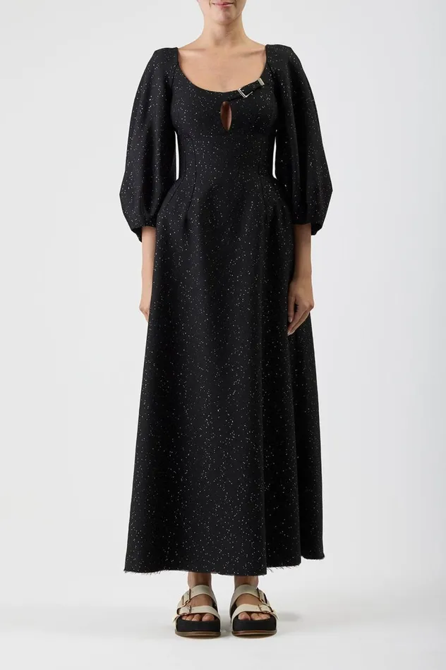 Women Dresses Gabriela Hearst Madyn Sequin Dress In Black Virgin Wool