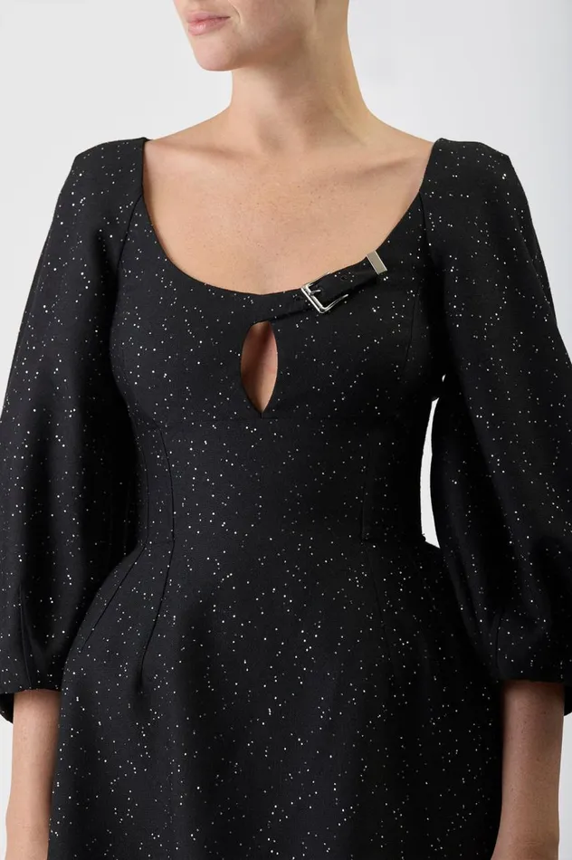 Women Dresses Gabriela Hearst Madyn Sequin Dress In Black Virgin Wool