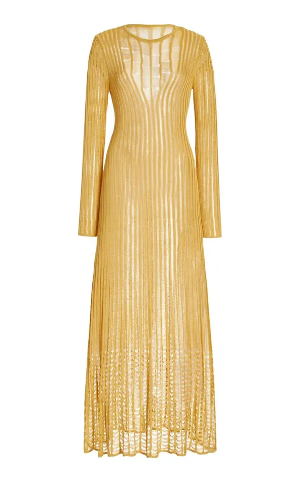 Women Dresses Gabriela Hearst Maia Knit Dress In Gold Shappe Silk