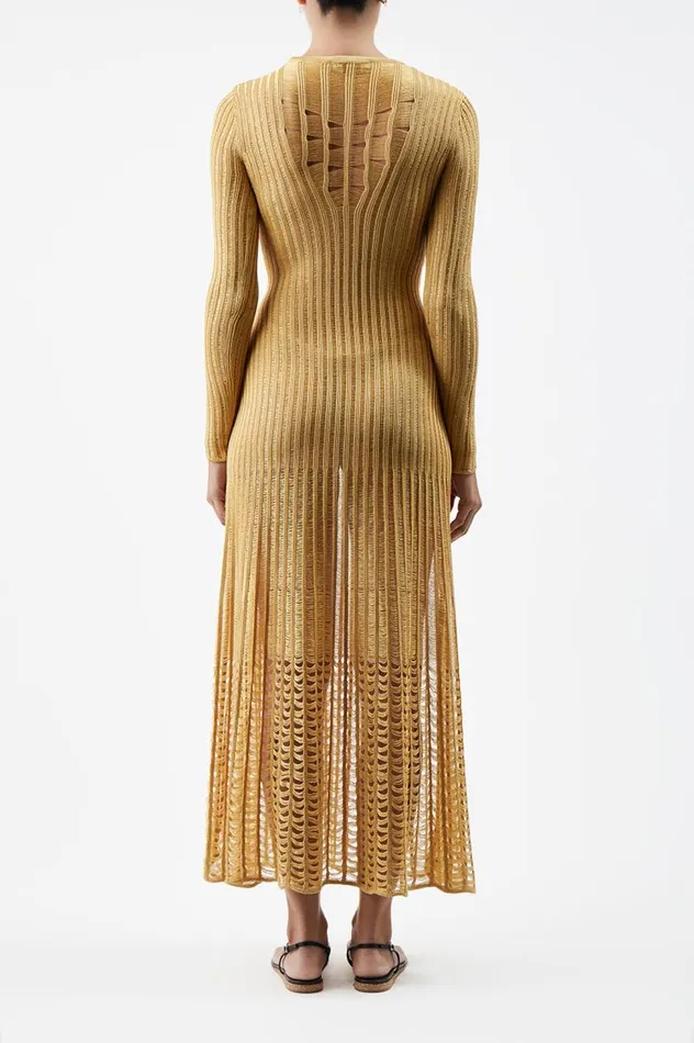 Women Dresses Gabriela Hearst Maia Knit Dress In Gold Shappe Silk
