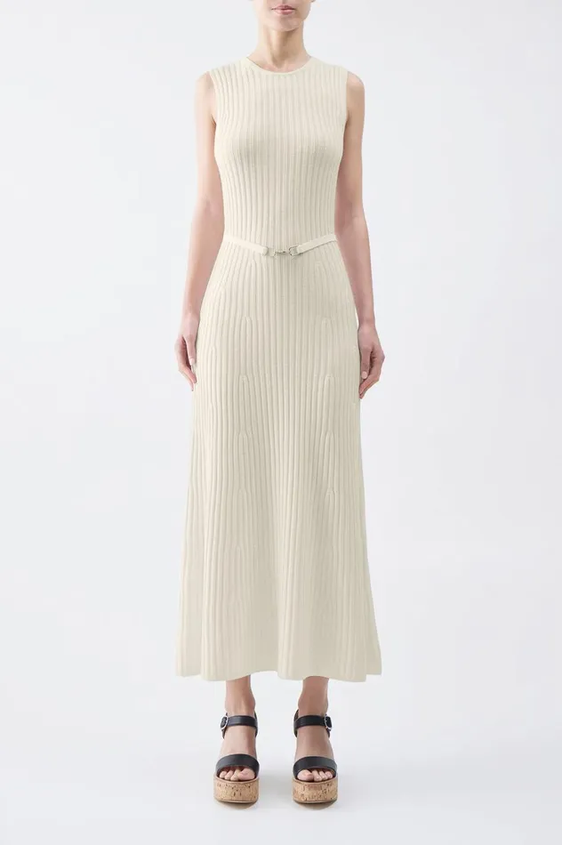 Women Dresses Gabriela Hearst Meier Knit Dress In Ivory Merino Wool Cashmere