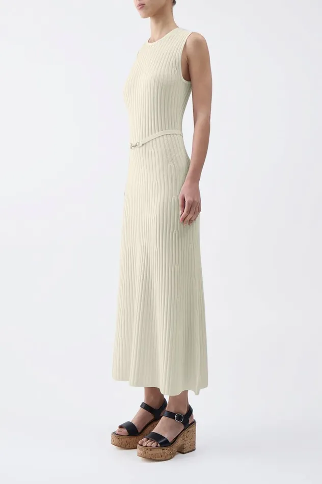 Women Dresses Gabriela Hearst Meier Knit Dress In Ivory Merino Wool Cashmere