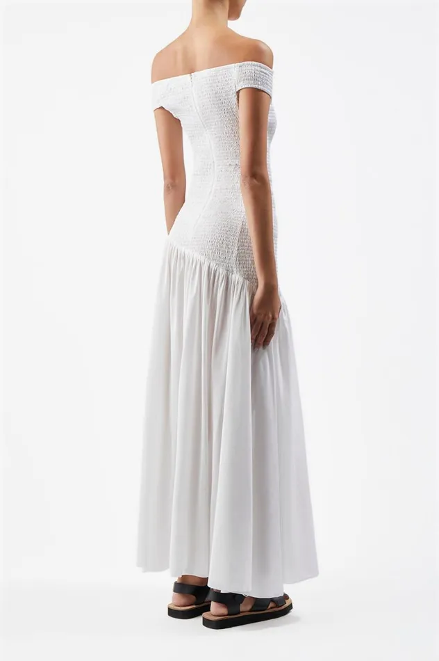 Women Dresses Gabriela Hearst Veloso Shirred Dress In Ivory Linen Silk Gauze