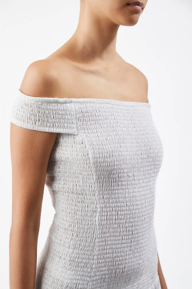 Women Dresses Gabriela Hearst Veloso Shirred Dress In Ivory Linen Silk Gauze