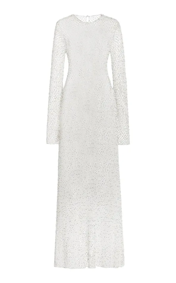 Women Dresses Gabriela Hearst Xavier Knit Dress In White Beaded Cashmere