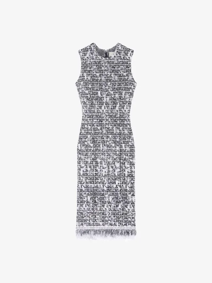Women Dresses Givenchy Dress In 4G Tweed With Chain Detail Blackwhite