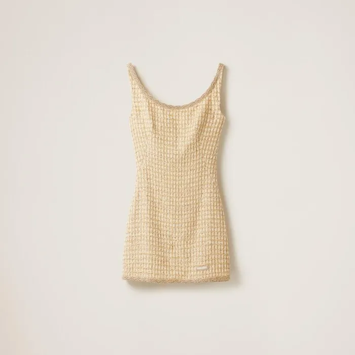 Women Dresses Miu Miu Check Minidress Avorygold