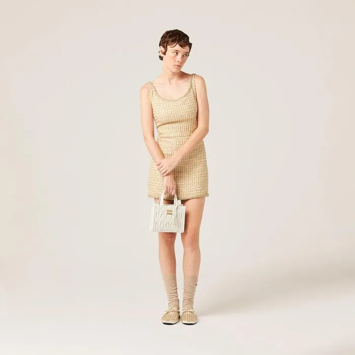 Women Dresses Miu Miu Check Minidress Avorygold Women Dresses Miu Miu Check Minidress Avorygold