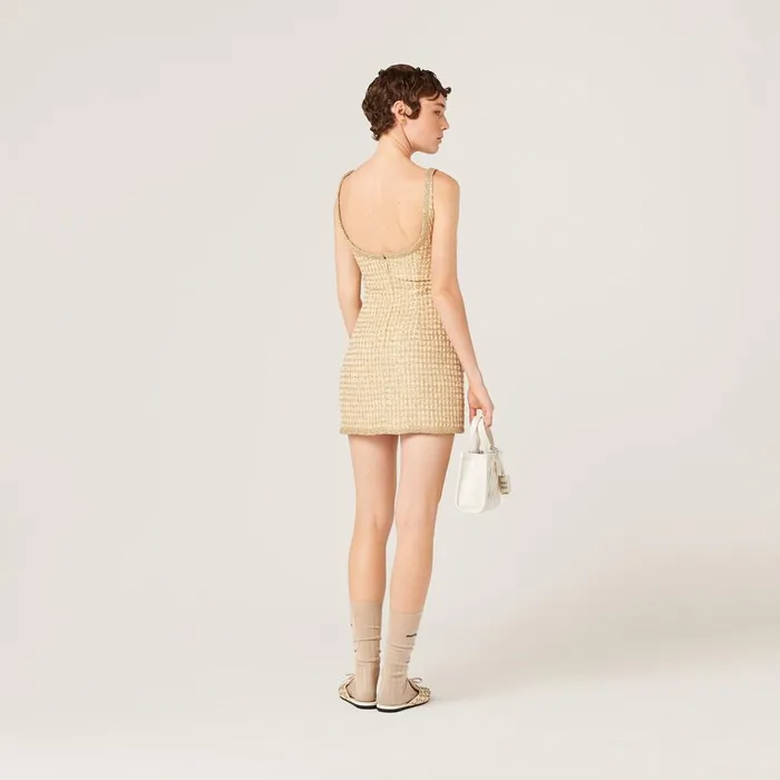 Women Dresses Miu Miu Check Minidress Avorygold Women Dresses Miu Miu Check Minidress Avorygold