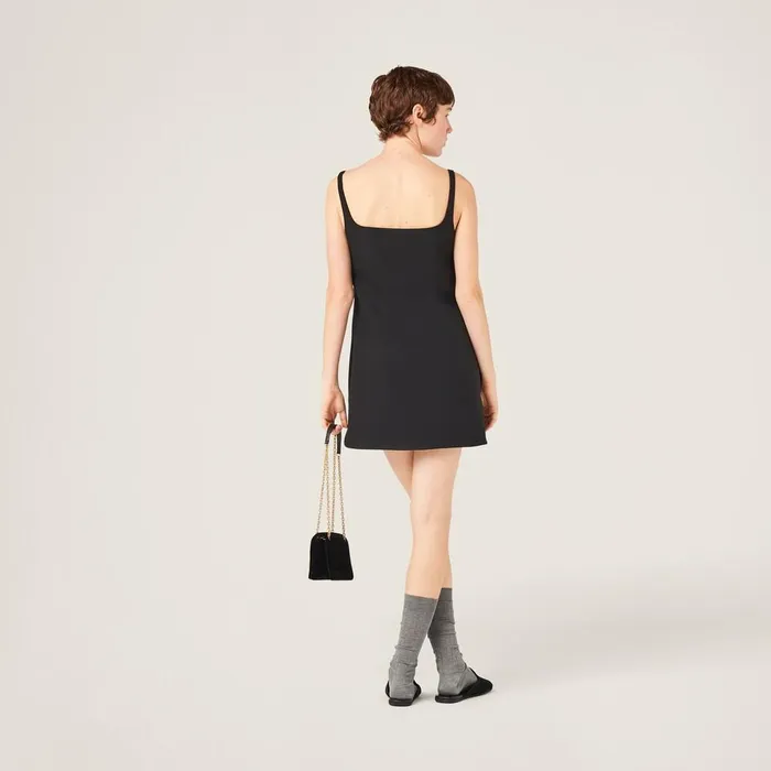 Women Dresses Miu Miu Grain De Poudre Minidress Black Women Dresses Miu Miu Grain De Poudre Minidress Black