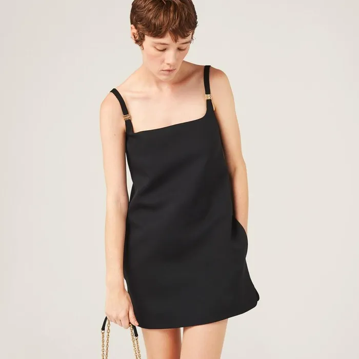 Women Dresses Miu Miu Grain De Poudre Minidress Black Women Dresses Miu Miu Grain De Poudre Minidress Black