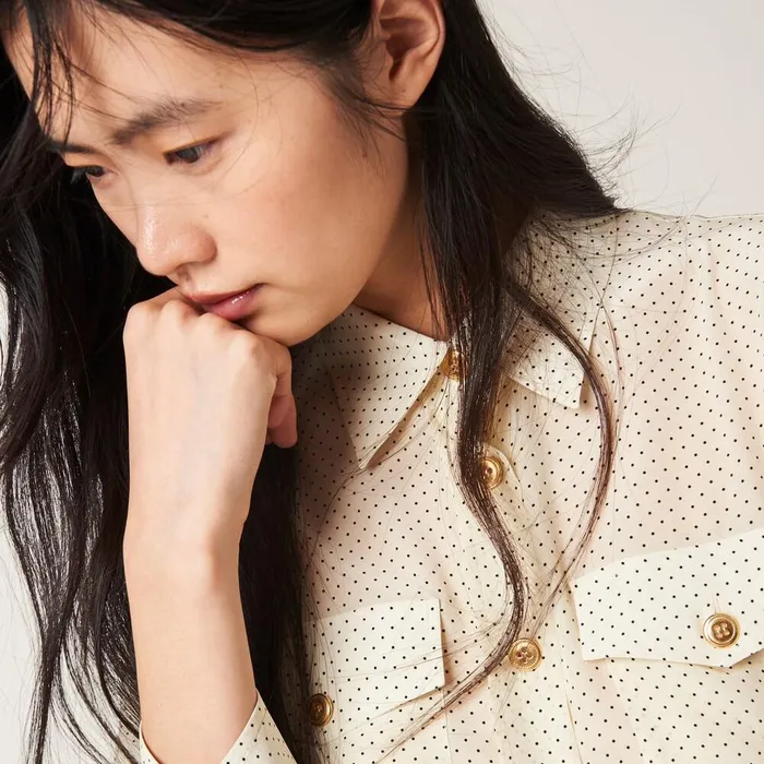 Women Dresses Miu Miu Long Crepe De Chine Dress Ivoryblack Women Dresses Miu Miu Long Crepe De Chine Dress Ivoryblack