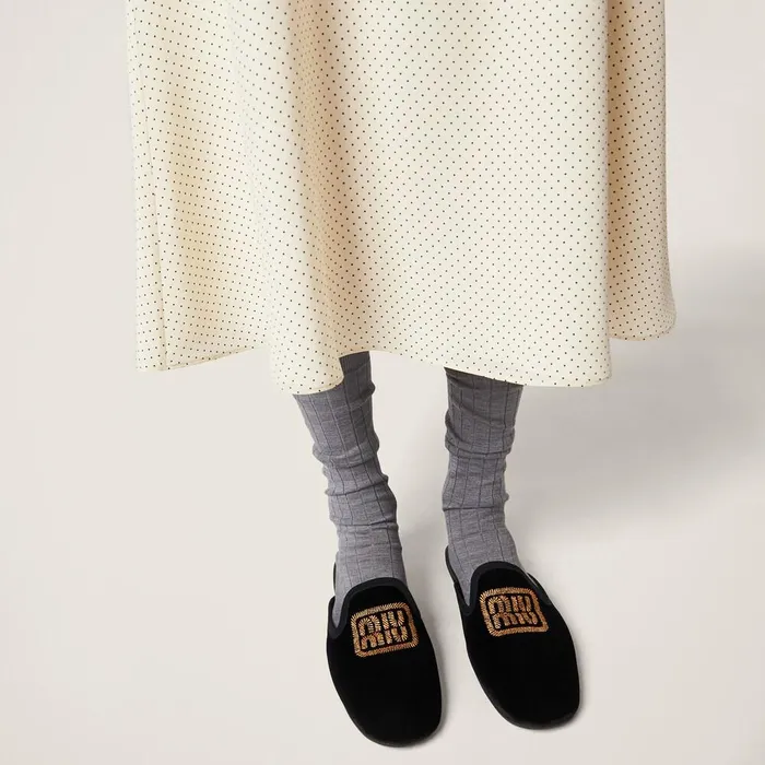 Women Dresses Miu Miu Long Crepe De Chine Dress Ivoryblack Women Dresses Miu Miu Long Crepe De Chine Dress Ivoryblack