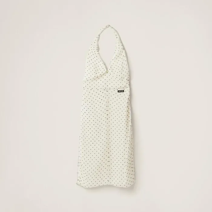 Women Dresses Miu Miu Polkadot Chiffon Dress Ivoryblack